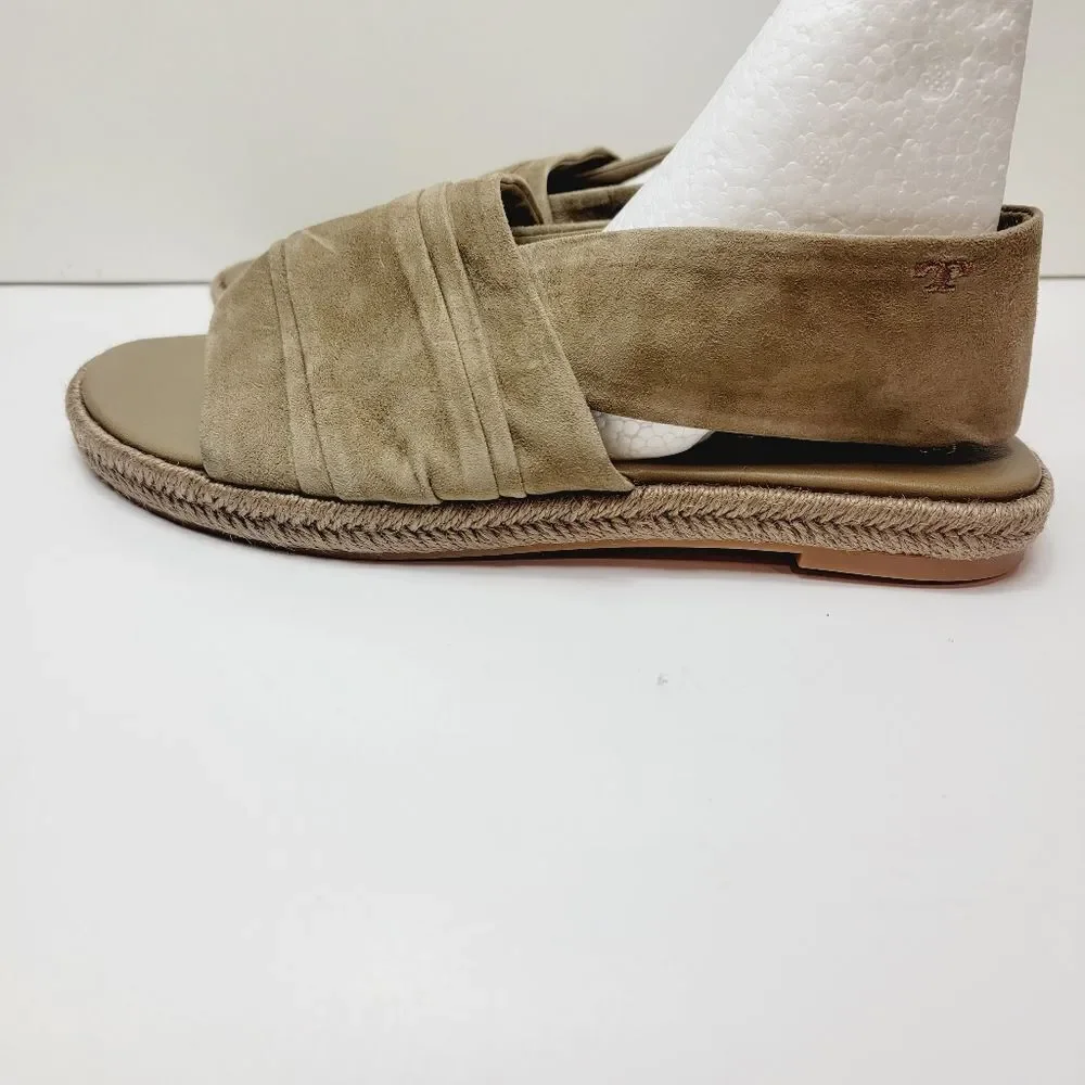NEW Tory Burch Neutral Suede Gathered Slingback Strap WInd Size 10